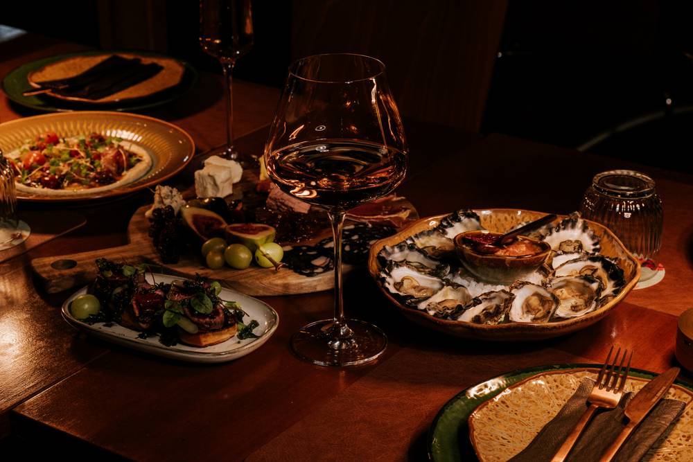 A spread of oysters, charcuterie and Canberra District wine at Aranya Acres
