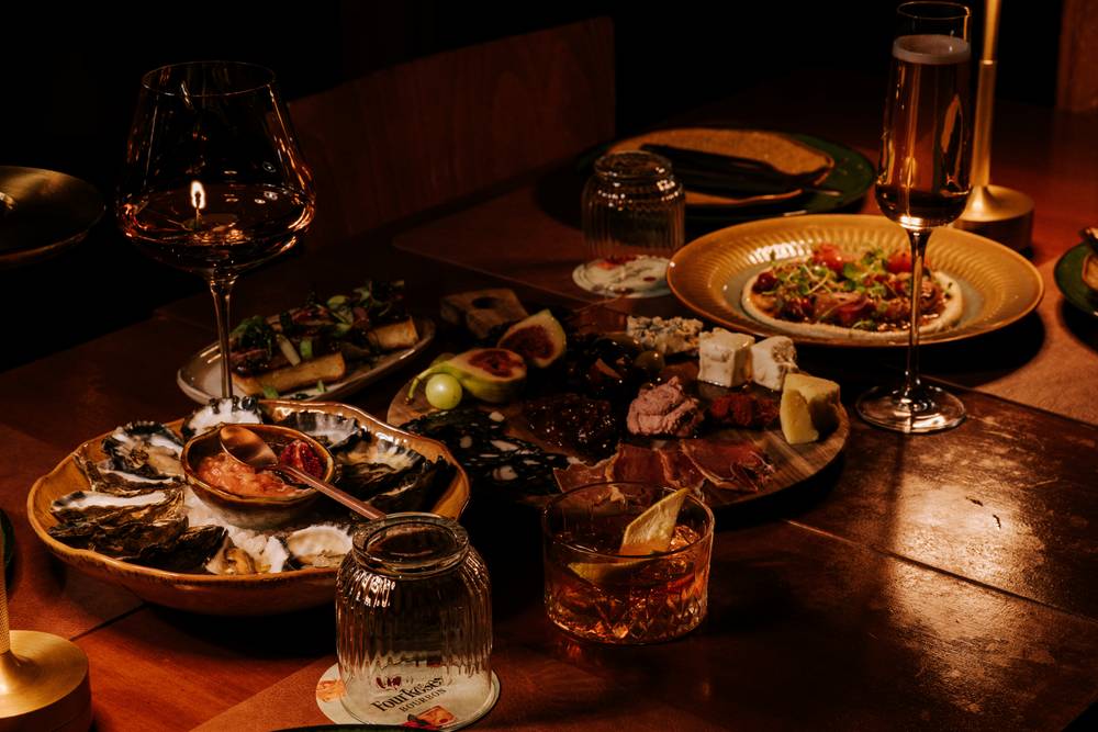 Oysters, charcuterie board and a smoked cocktail at the Aranya Acres wine bar